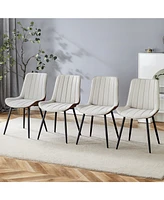 4-Piece Pu Dining Chair Set with Extended Cushion