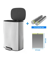 13 Gallon 50L Kitchen Foot Pedal Operated Soft Close Trash Can - Stainless Steel Ellipse Bustbin