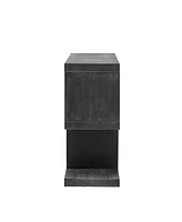 Retro Console Table with Symmetrical 2-Tier Open Shelf for Entryway and Living Room (Black