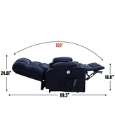 Blue Dual Motor Infinite Position Up to 350 Lbs Chenille Power Lift Recliner Chair, Heavy Duty Motion Mechanism with 8-Point Vibration Massage and Lum