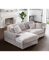 Modern CorduroyCorner sofa Sleeper Sofa Couch With Comfy Deep Seat& 6 Pillows