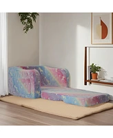 2-in-1 Kids Modular Sleeper Sofa: Convertible Comfy Lounger, Small Pink