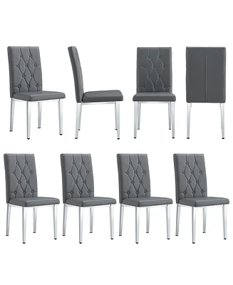 8-Piece Gray Armless Dining Chairs: Elegance Meets Vintage