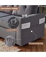 Velvet modular combination sofa with storage, living room combination sleeper sofa (Gray
