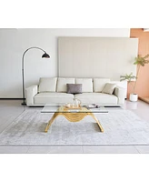 47" Modern Coffee Table with Clear Glass Top in Gold