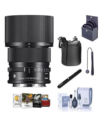 Sigma 90mm f/2.8 Dg Dn Contemporary Lens for L Mount, Bundle with Corel Mac Software Kit, Filter Kit, Pouch, Lens Cleaner, Cleaning Kit, Lens Cap Teth