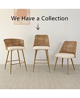 Rattan Boucle Armrest Counter Stool Set Of 2-Maison Boucle