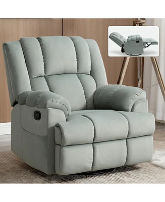 Manual Recliner Chair with Rocker and Swivel in Fabric for Living Room, Green