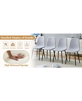 Black Marble Dining Set - 63" Table & 4 Gray Linen Chairs