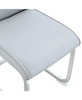 Arch Dining Chairs - Light Gray Pu, Silver Legs - Set of 6
