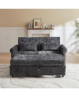 Upholstered Sofa Bed - Chenille Loveseat with Adjustable Back