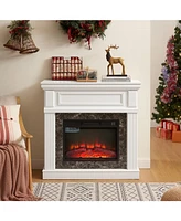 Electric Fireplace with Mantel,fireplace mantel surround with 23" Fireplace Insert, Adjustable Flame, Remote Control-White,41.34"W14"D4