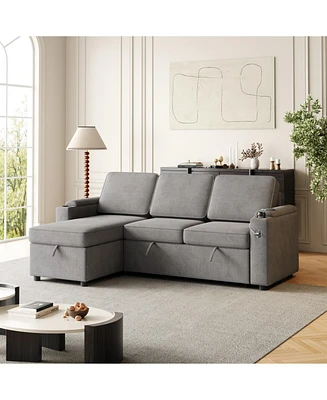 85" Sleeper Sofa with Storage & Charging Port