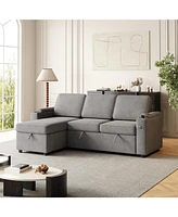 85" Sleeper Sofa with Storage & Charging Port