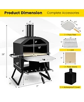 2-Layer Pizza Oven with Removable Cooking Rack and Folding Legs