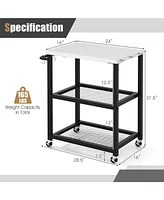 Outdoor Grill Cart with 29''W x 20''D Stainless Steel Top, Storage Shelf, Outdoor Cooking Food Prep Table with Wheels, Movable Pizza Oven Stand Servin