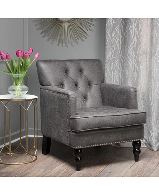 Microfiber Club Chair W/ Diamond Tufting