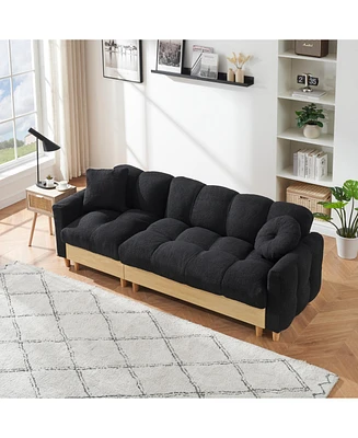 84.64 inches black three-person sofa lift sofa bed with locker sofa bed, sofa soft and comfortable, suitable for bedroom, living room