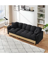 84.64 inches black three-person sofa lift sofa bed with locker sofa bed, sofa soft and comfortable, suitable for bedroom, living room
