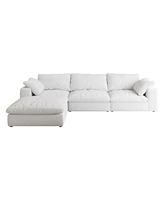 Cloud Modular Sectional Sofa with Storage Ottoman 120inch Down Filled Comfort L Shaped Sofa Couch for Living Room 3Seater +1 Ottoman