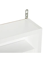 5-Tier Display Cabinet, Glass Display Case with 2 Doors and Adjustable Shelves, Wall-Mounted, White