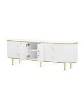Tv Stand - 80 Inch, 4 Drawers, Cabinet, Metal Legs