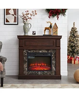 Electric Fireplace with Mantel,fireplace mantel surround with 23" Fireplace Insert, Adjustable Flame, Remote Control, Cherry,41.34"W14"
