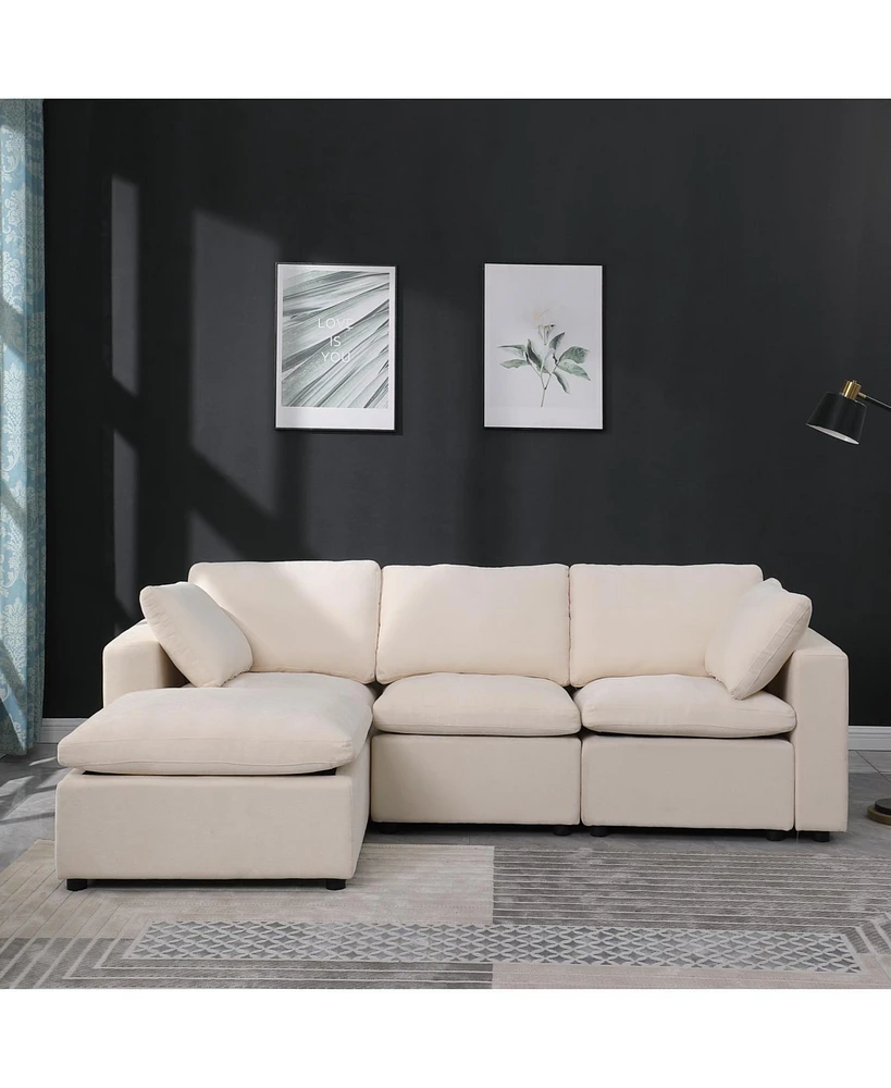 Modular Sectional Sofa, Convertible U Shaped Sofa Couch, Modular Sectionals with Ottomans, 6 Seat Sofa Couch with Reversible Chaise for Living Room. B