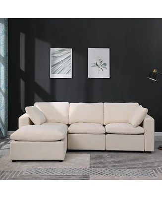 Modular Sectional Sofa, Convertible U Shaped Sofa Couch, Modular Sectionals with Ottomans, 6 Seat Sofa Couch with Reversible Chaise for Living Room. B