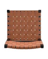 24" Classic Pu Counter Stools (Set of 2), Rubberwood Frame, Brown