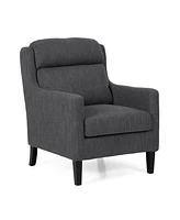 Contemporary Club Chair with Waterfall Back and Tapered Rubberwood Legs