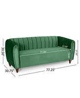 Luxurious Velvet Tuxedo Sofa with Channel Stitching and Modern Glamour
