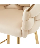 Modern Counter Stools Set of 2, Beige, with Footrest