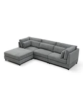 Sectional Couch with Reversible Chaise Modern L-Shape Sofa 4-Seat Corner Couch Modular Sofa with Ottoman,Grey