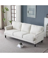 83" Nailhead Trim Sofa, 22" Seat, Faux Leather, Traditional 3-Seater