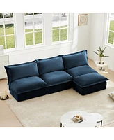 Modern Armless Sectional with Reversible Ottoman, Free Combination Sofa Couch
