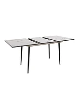 Modern 47"-63" Extendable Dining Table & Chair Set, 4-Piece, White Table, Gray Round Chairs