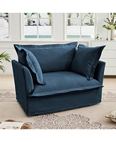 Cozy Blue Chenille Armchair with Ample Cushioning