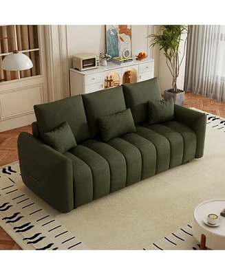 Premium 80.7" Teddy Sofa with Pillows, Oversized Chair