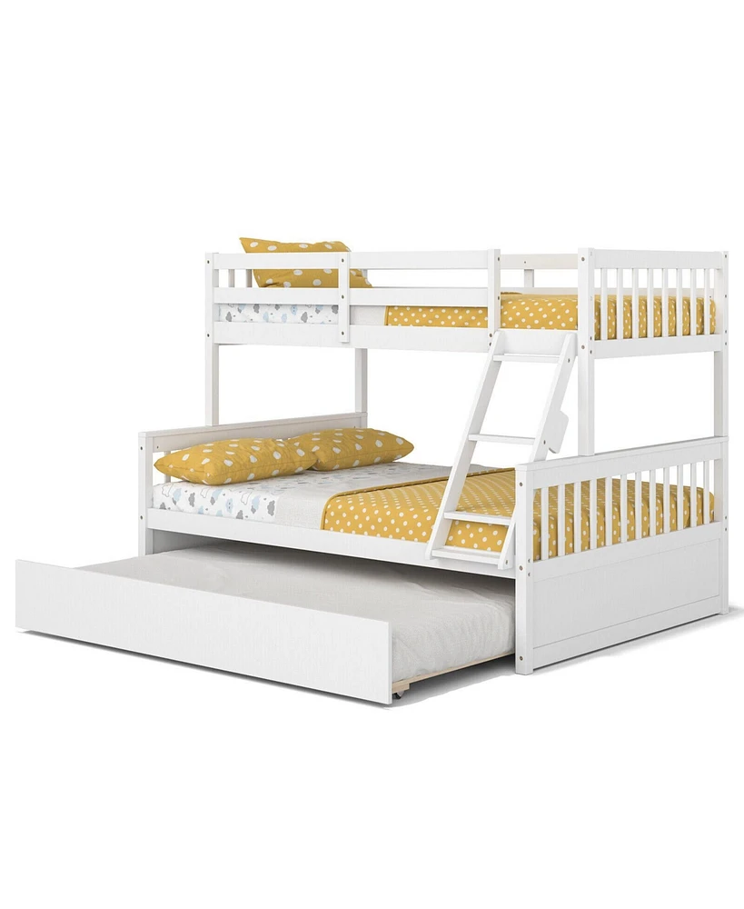 Twin Over Full Convertible Bunk Bed with Twin Trundle