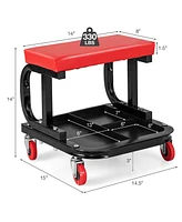 Rolling Creeper with Classified Tool Tray and Cushioned Seat