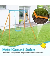 Outdoor Heavy Duty Metal Toddler Swing Set with Stand