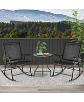 Folding Rocking Chair with Breathable Seat Fabric Set of 2