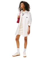 Tommy Jeans Womens Oversized Mini Shirt Dress Flag Graphic Sweater Mini Dress