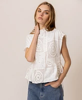 Line & Dot Women's Biva Cotton Round-Neck Tunic Top