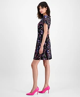 Connected Women's Printed Round-Neck Sheath Dress