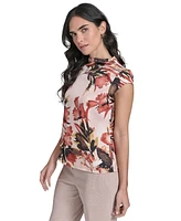 Calvin Klein Women's Cap-Sleeve Printed Top