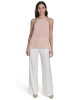 Calvin Klein Women's Pleated Chiffon Halter-Neck Top