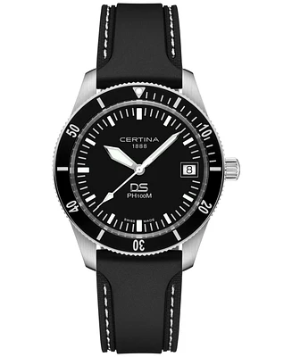 Certina Men's Swiss Ds Heritage Black Rubber Strap Watch 41mm