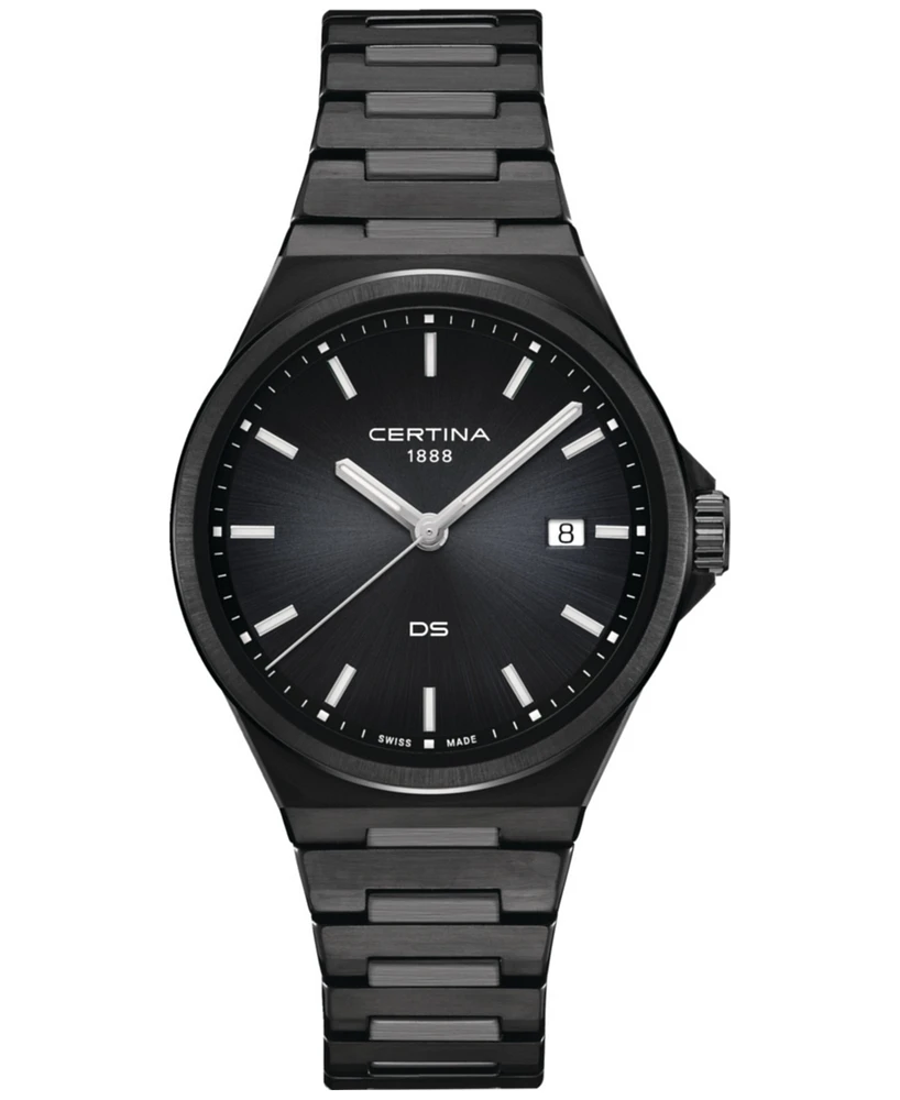 Certina Men's Swiss Ds-7 Black-Tone Stainless Steel Bracelet Watch 39mm